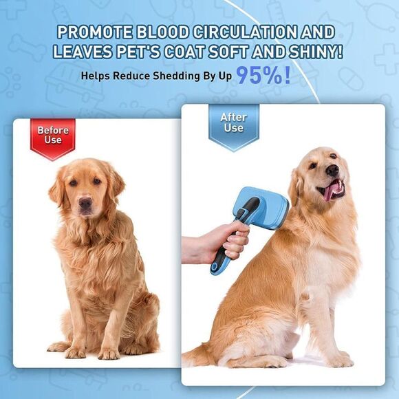 Dog Cat Grooming Brush for Pet, Self Cleaning Slicker Retractable Brush - Picture 4 of 5